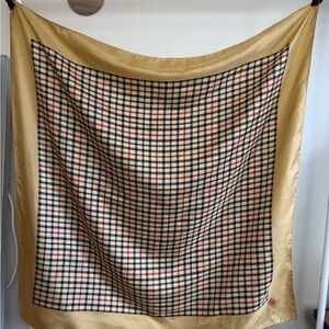 Vintage DAKS Silk Scarf Classic Check Beige Made in Italy
